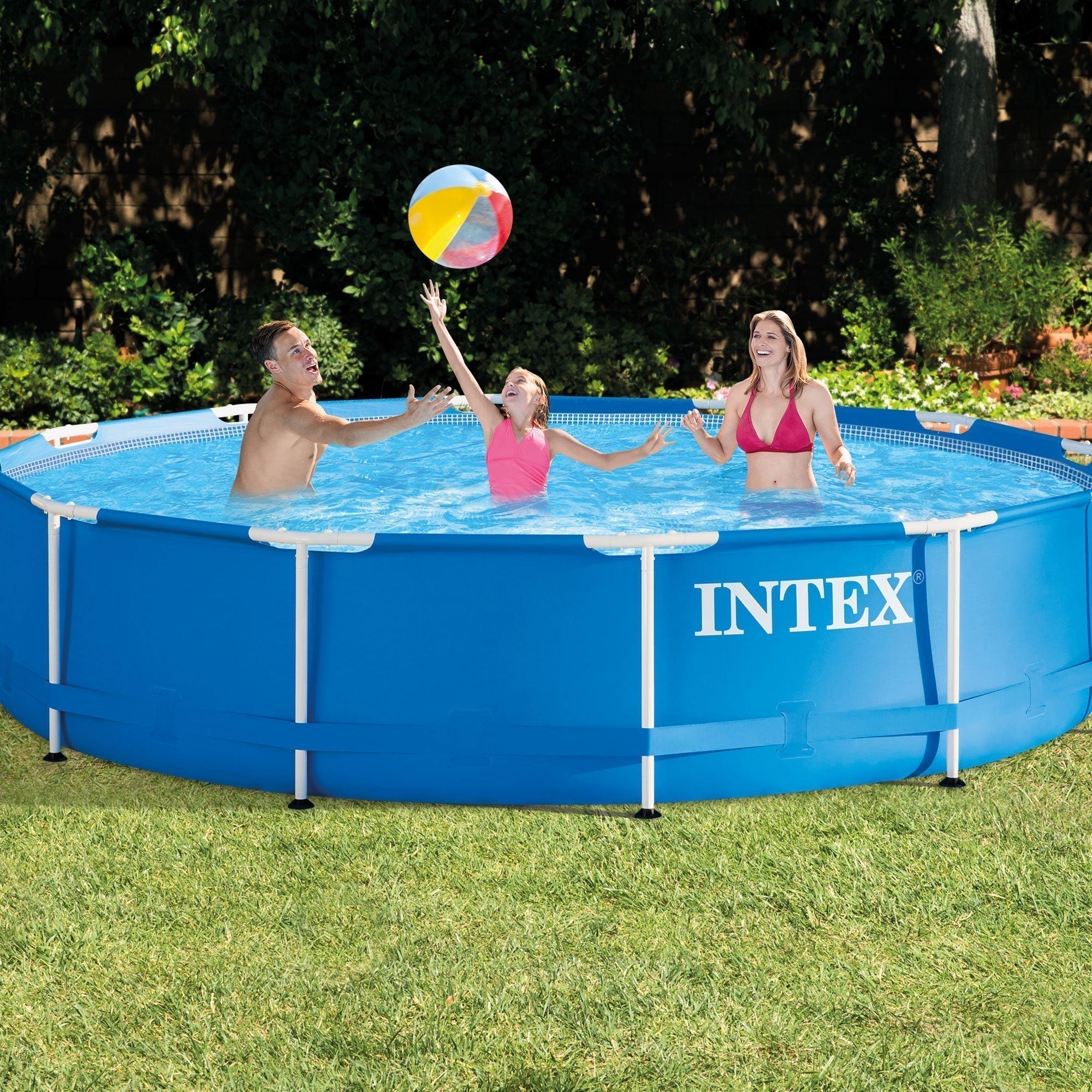INTEX 12'x30" Metal Frame Swimming Pool with Filter Pump & Pool Cover (2-Pack) image 7