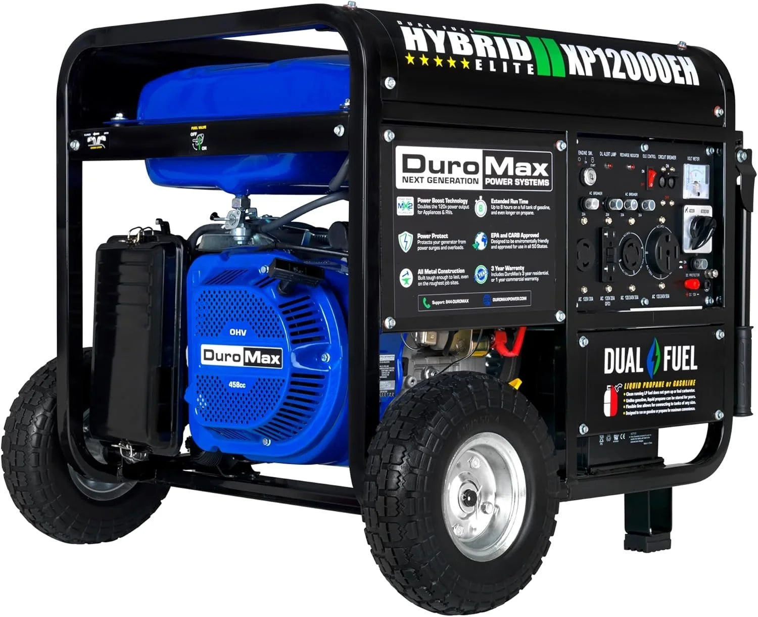 DuroMax XP12000EH 12,000 Watt Dual Fuel Portable Generators.