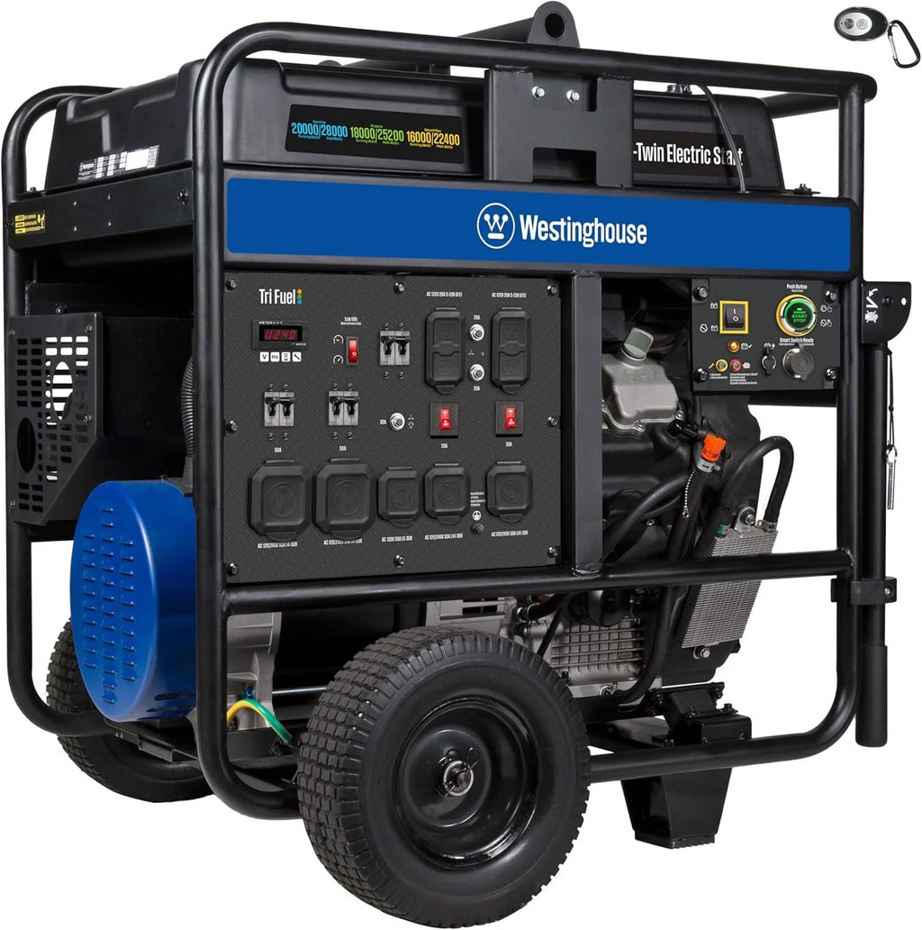 Westinghouse 28,000/20.000-Watt Tri-Fuel Portable Generators.