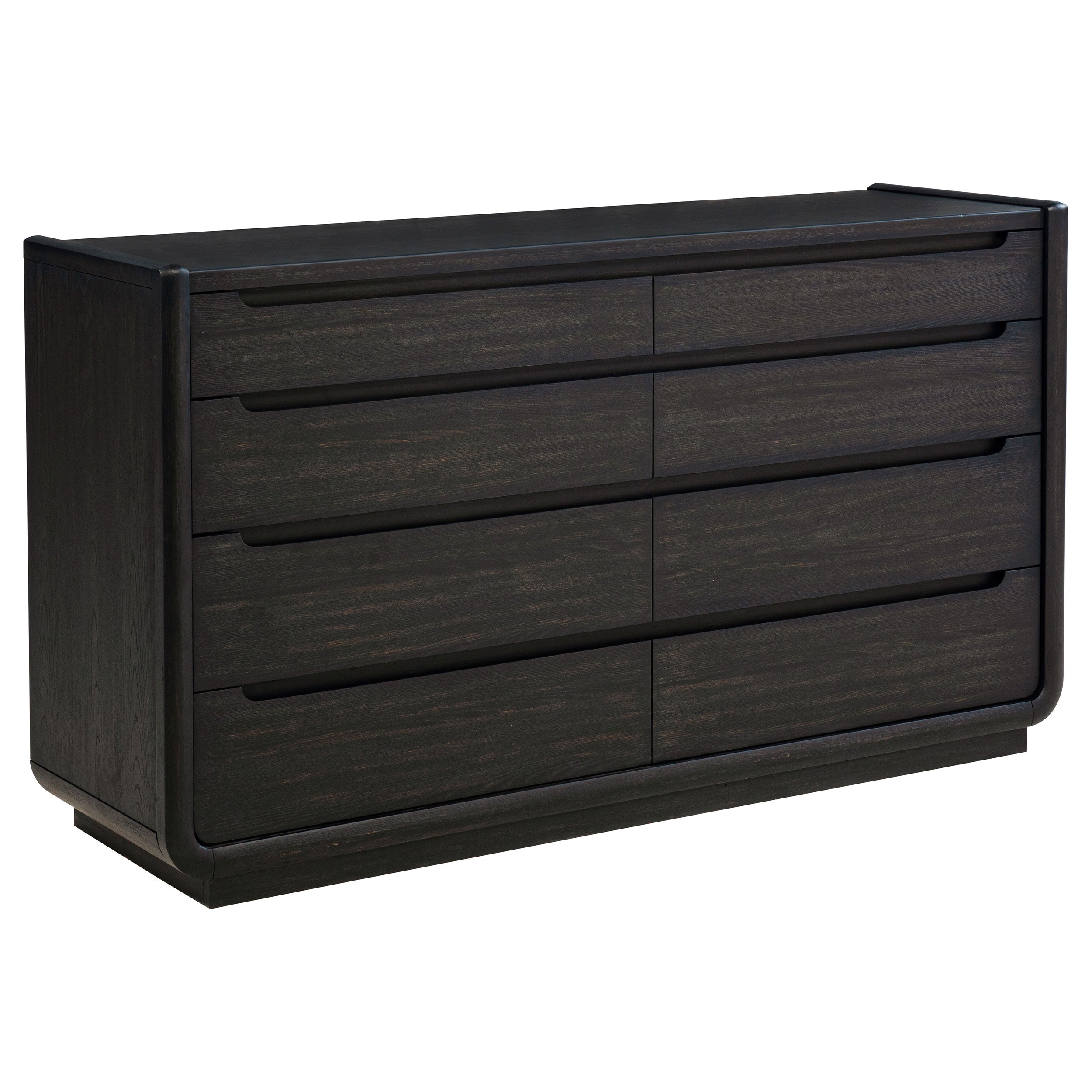 Coaster Fine Furniture Leandro Burnished Black Bedroom Set with Cream Upholstered Wingback Bed