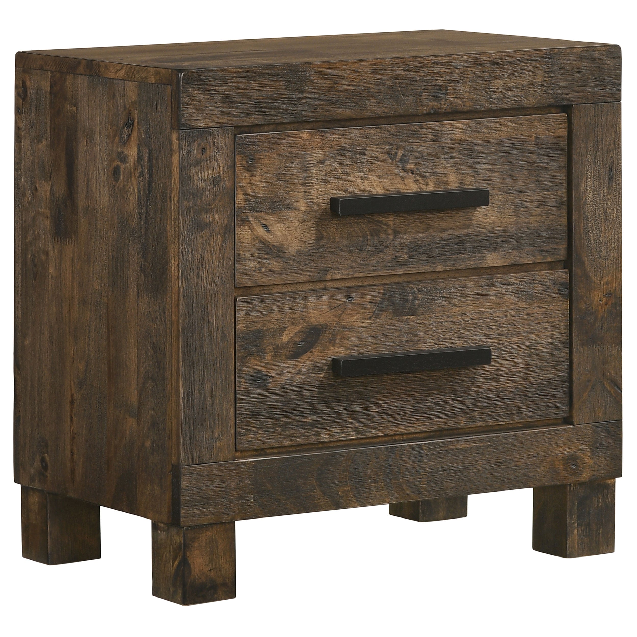 Coaster Fine Furniture Woodmont Bedroom Set – Rustic Golden Brown Wire-Brushed Hardwood with Storage Drawers & Bar Handles