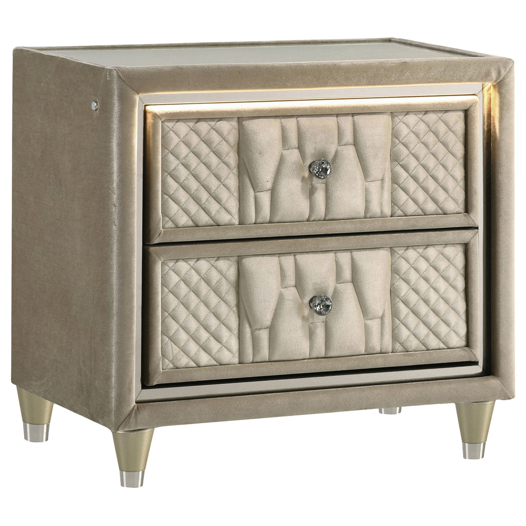 Coaster Fine Furniture Lorient Velvet Bedroom Set with LED Lighting and USB Charging