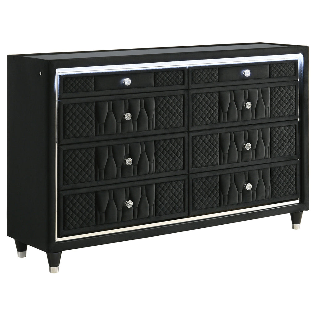 Coaster Fine Furniture Lorient Velvet Bedroom Set with LED Lighting and USB Charging