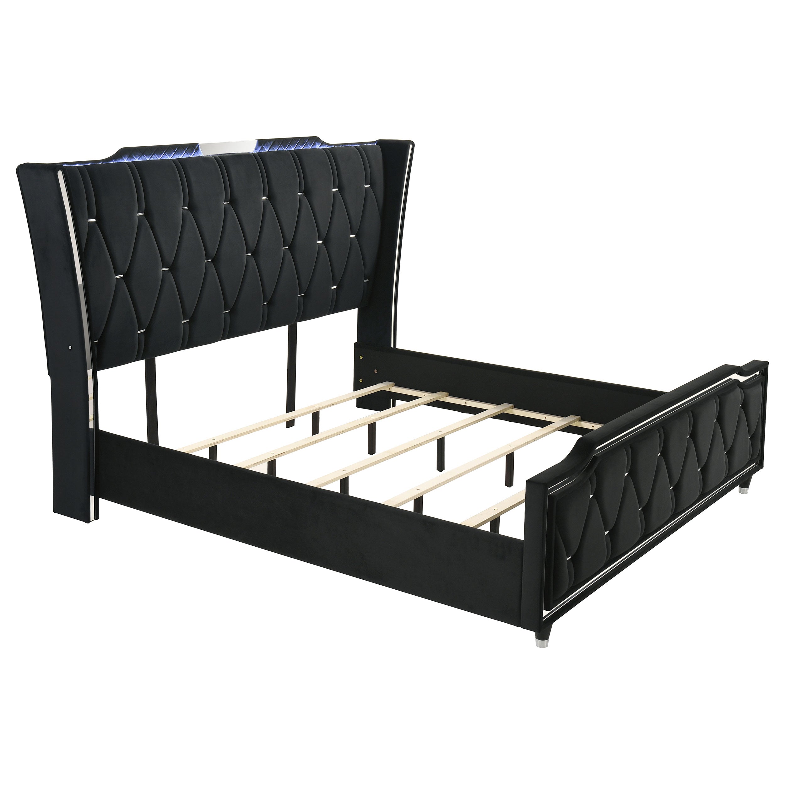Coaster Fine Furniture Lorient Velvet Bedroom Set with LED Lighting and USB Charging