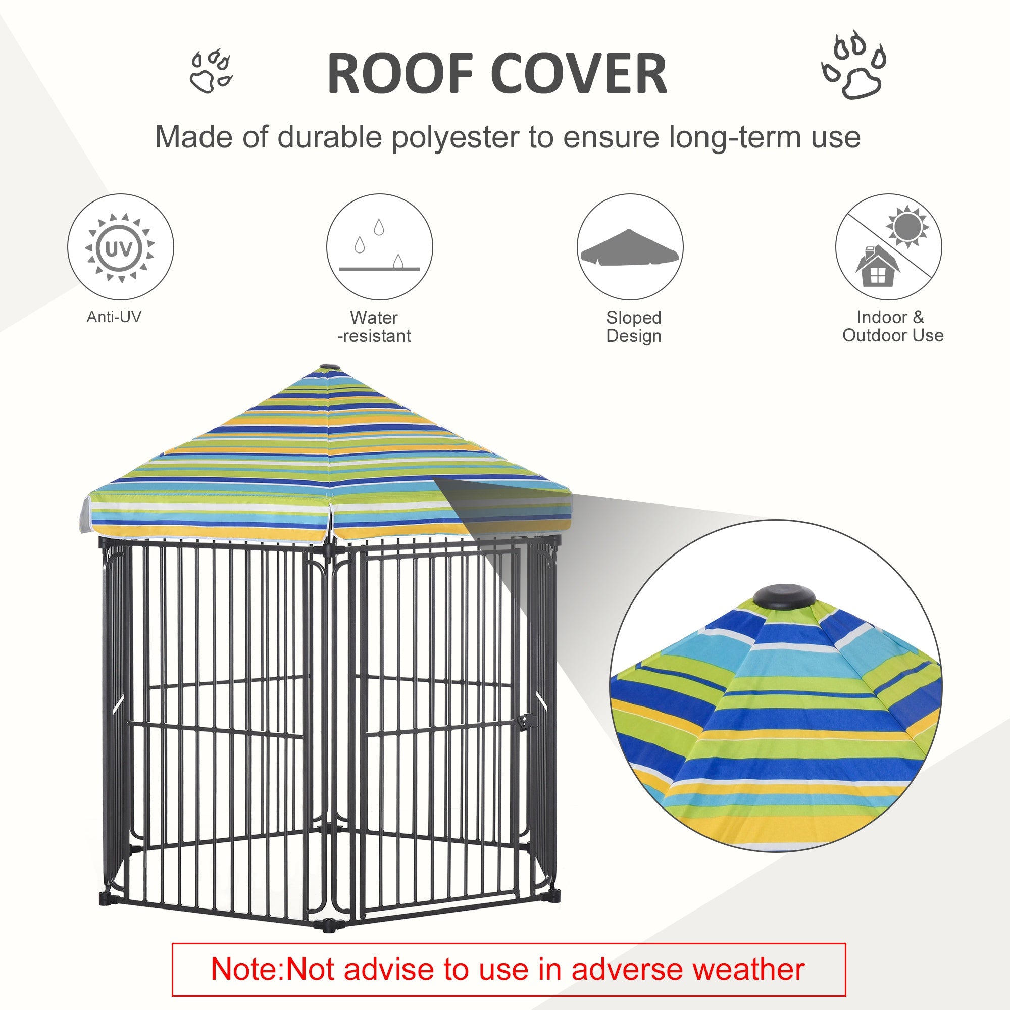 60" x 52" Heavy-Duty Outdoor Pet Cage Kennel with Weather-Resistant Polyester Roof, Locking Door, & Metal Frame