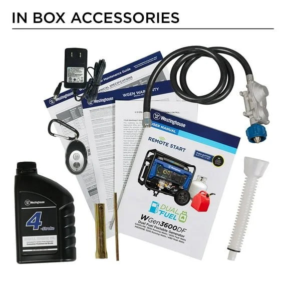 Westinghouse 4650 Peak Watt Dual Fuel Portable Generator, Remote Electric Start, RV Ready Outlets.