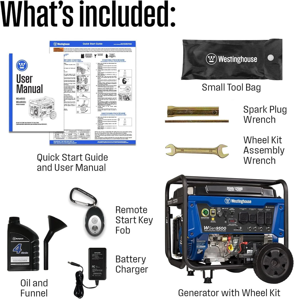 Westinghouse 9500 Peak Watt Home Backup Portable Gas Powered Generators.