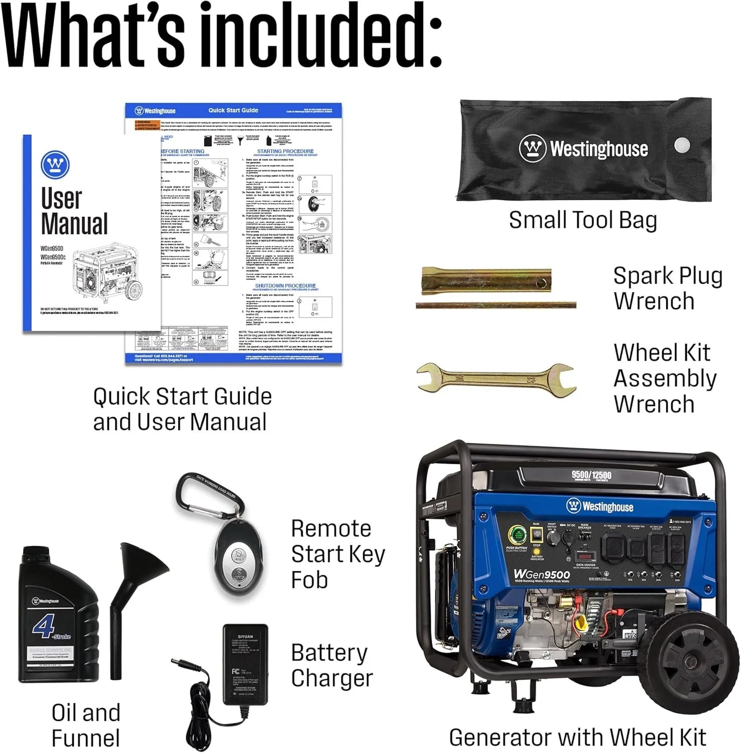 Westinghouse 9500 Peak Watt Home Backup Portable Gas Powered Generators.