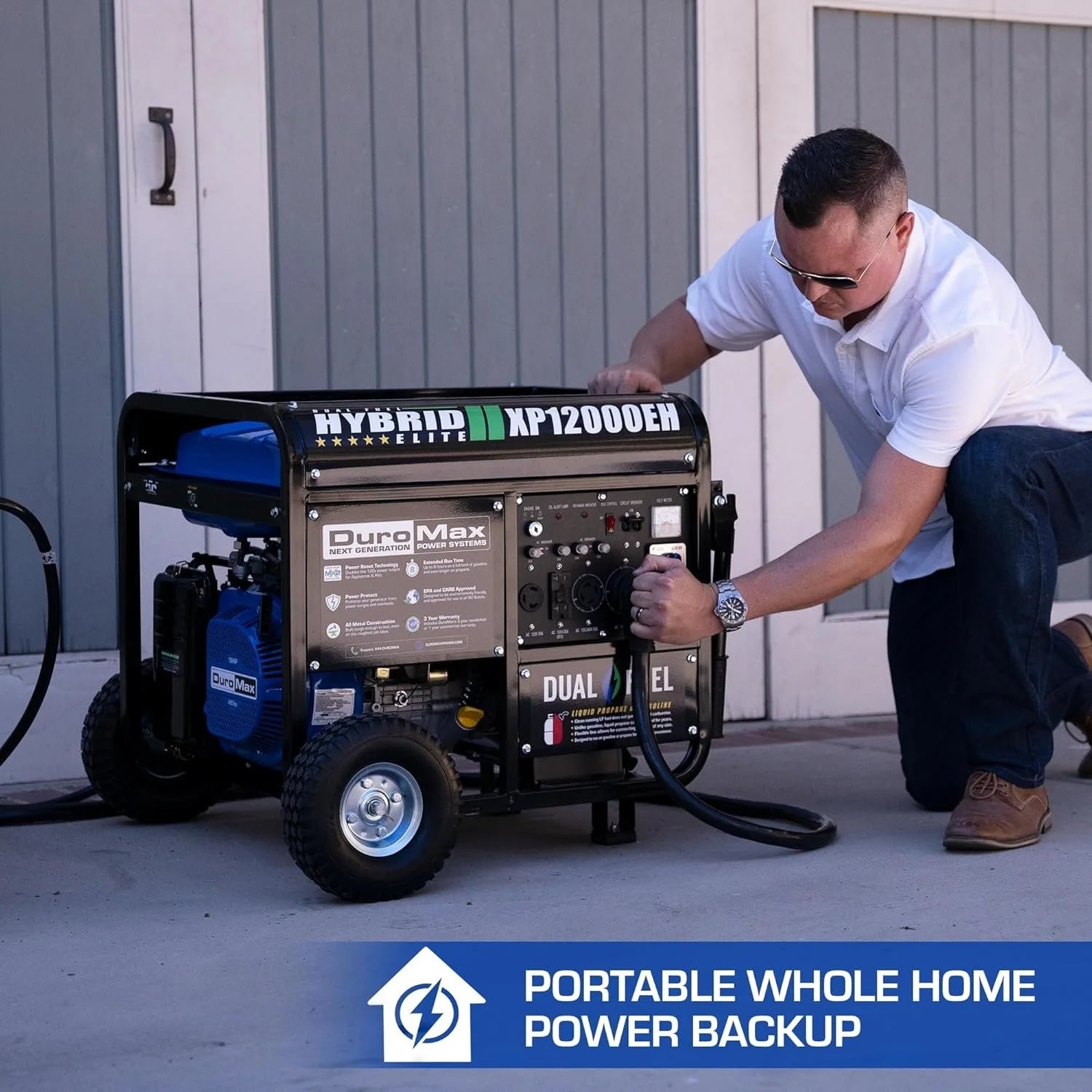 DuroMax XP12000EH 12,000 Watt Dual Fuel Portable Generators.