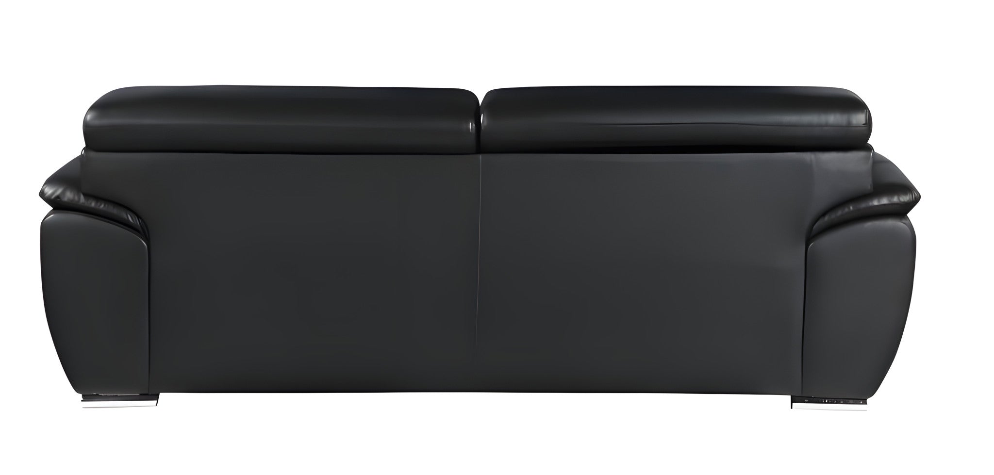 The Nightfall – Black Genuine Leather Sofa with Silver Legs