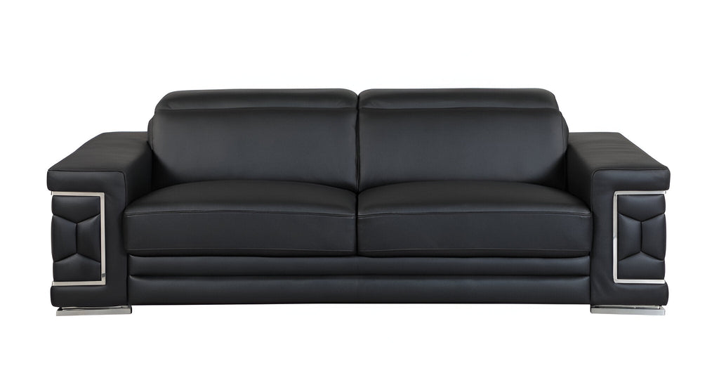Milan Leather Sofa - Black