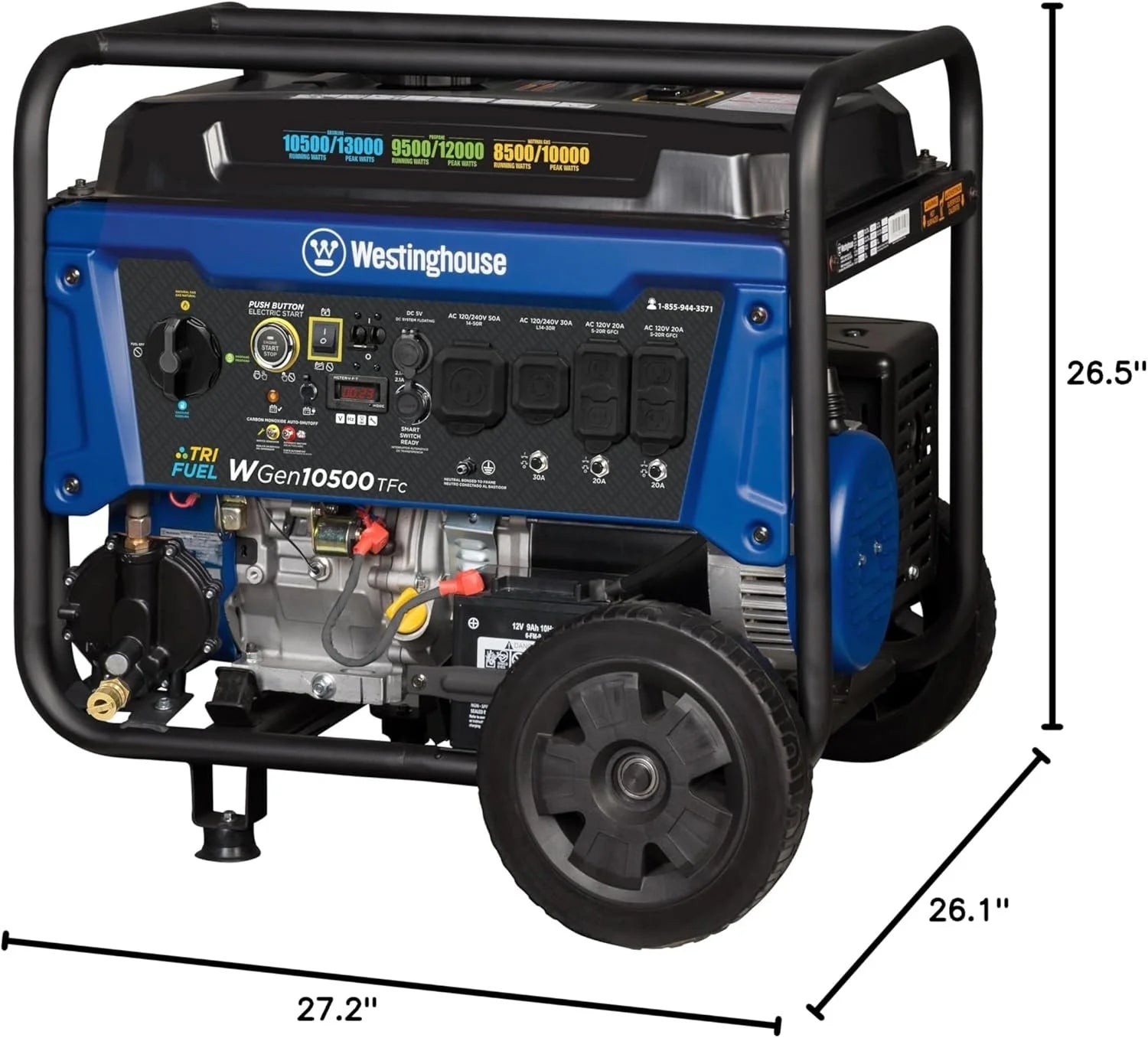 Westinghouse 13,500 Peak Watt Dual Fuel Portable Generators.
