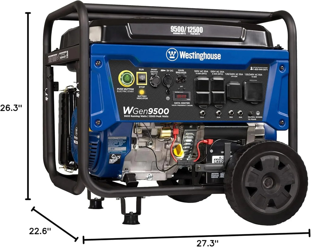 Westinghouse 9500 Peak Watt Home Backup Portable Gas Powered Generators.