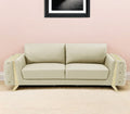 The Aldridge – Beige Italian Leather Sofa with Gold Legs