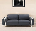 The Langford – Gray Italian Leather Sofa with Silver Legs