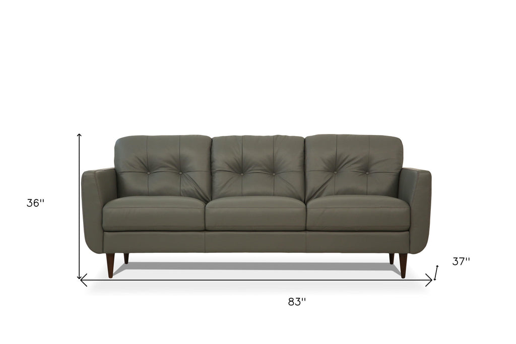 The Rowan – Green Leather Sofa with Black Legs