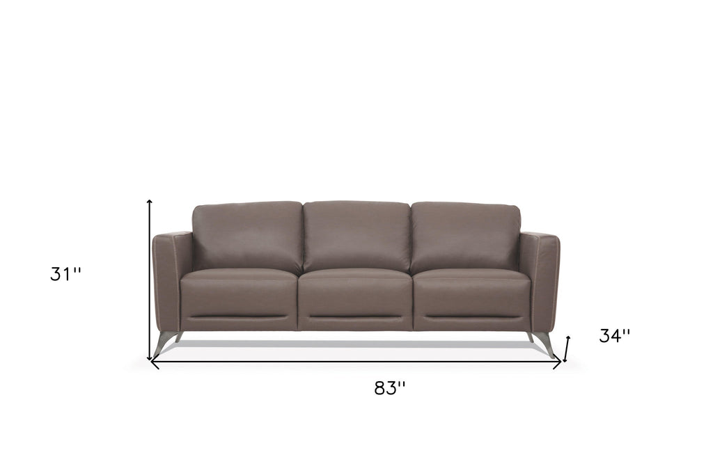 The Belmont – Taupe Leather Sofa with Black Legs