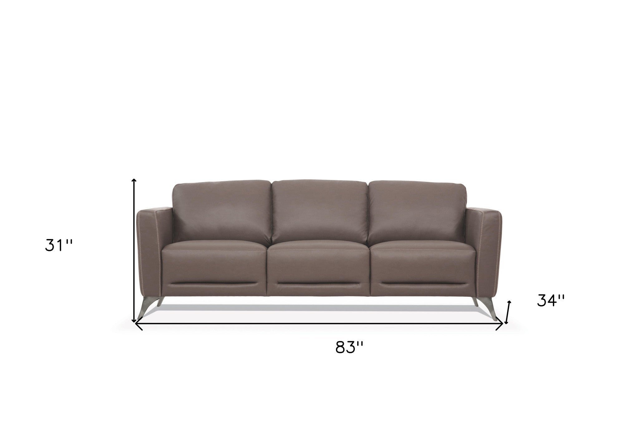 The Belmont – Taupe Leather Sofa with Black Legs