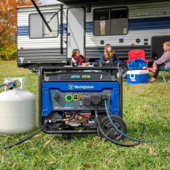 Westinghouse 4650 Peak Watt Dual Fuel Portable Generator, Remote Electric Start, RV Ready Outlets.