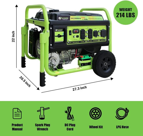 13,000W Dual Fuel Portable Generator, Powered by Gas or Propane, Electric Start, Home Backup &amp; RV Readys.
