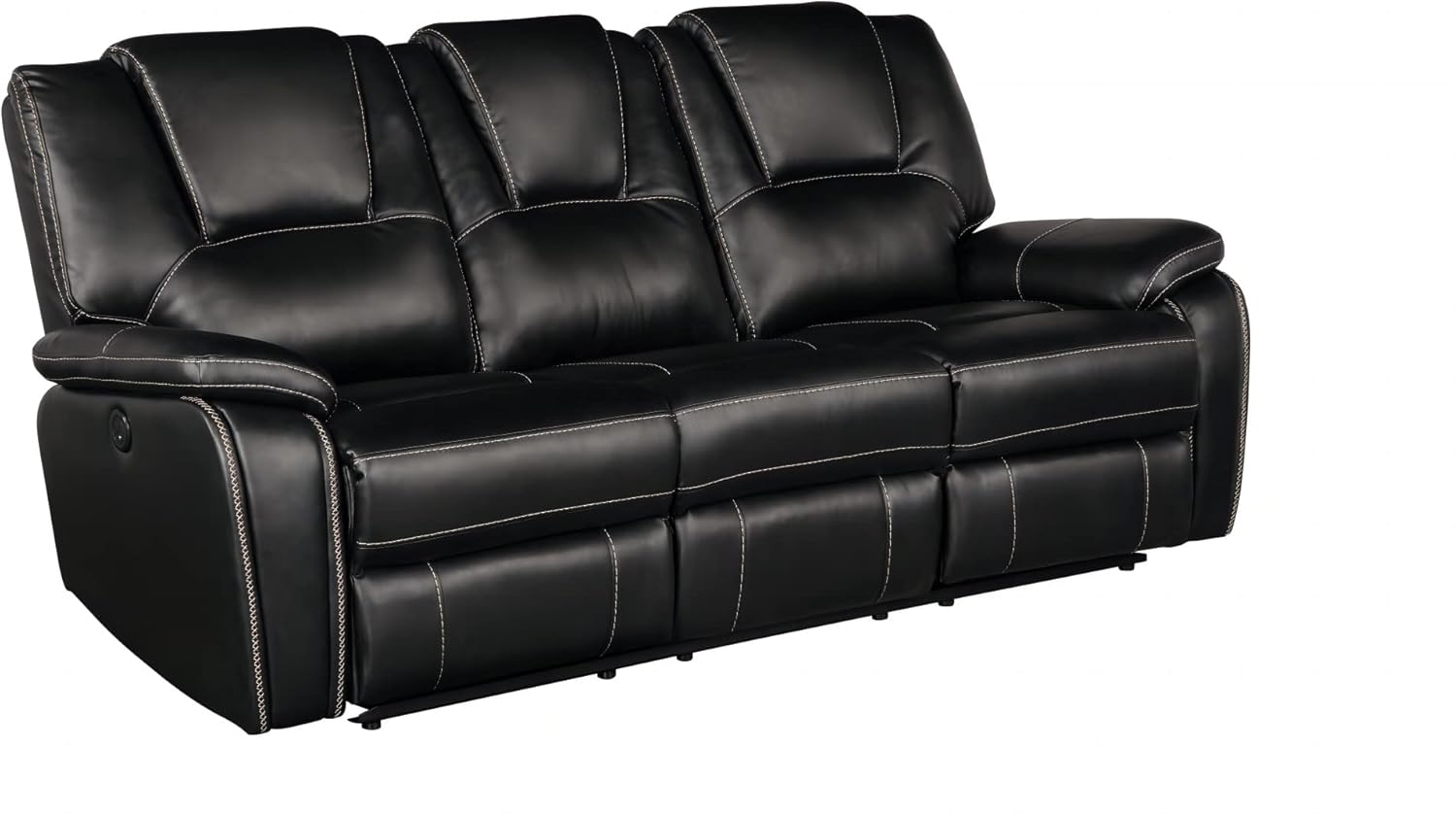 Bergenfield Furniture Manual Recliner Sofa Set Bonded Leather Reclining Loveseat Couch Living Room Black