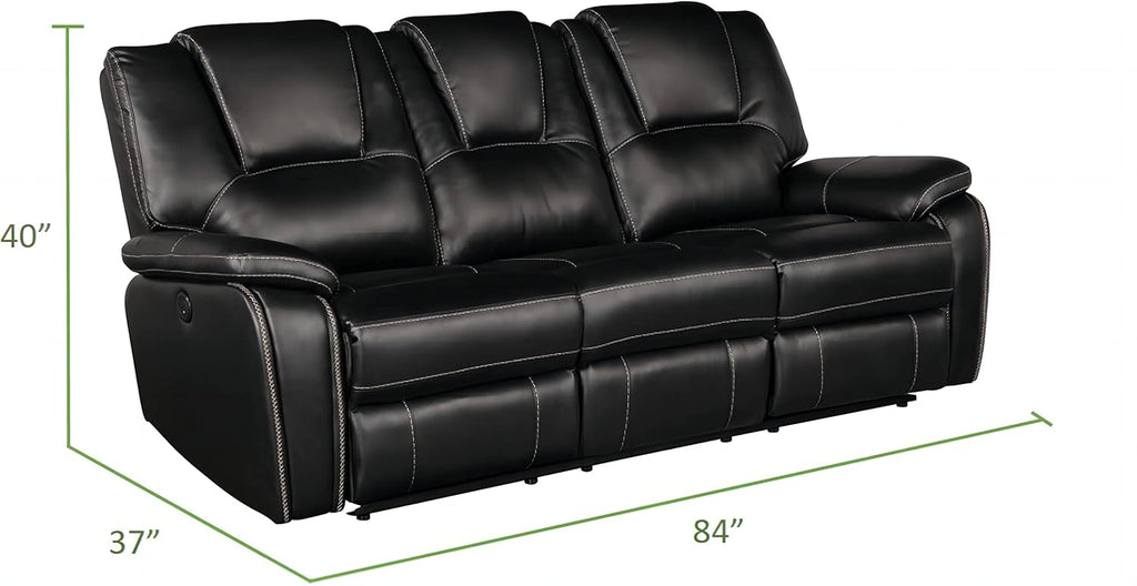 Bergenfield Furniture Manual Recliner Sofa Set Bonded Leather Reclining Loveseat Couch Living Room Black