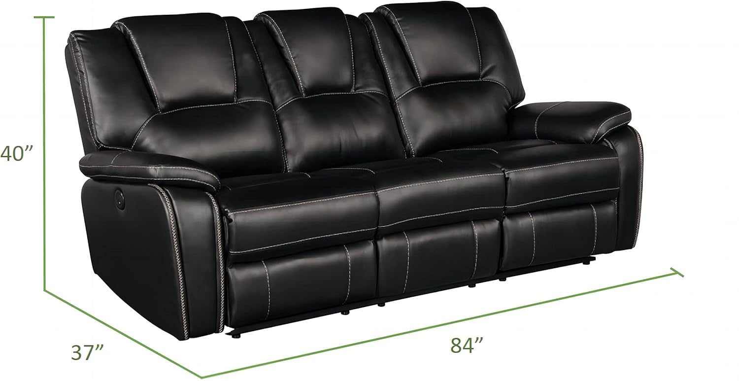 Bergenfield Furniture Manual Recliner Sofa Set Bonded Leather Reclining Loveseat Couch Living Room Black