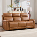 Bergenfield Furniture 3 Seater Recliner Sofa Manual Faux Leather Reclining Couch with Cup Holder