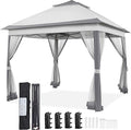 Yaheetech 11×11 Pop Up Gazebo Outdoor Canopy Shelter, Instant Patio Gazebo Sun Shade Canopy Tent with 4 Sandbags, 2 Tiers Roof &amp; Mesh Netting for Lawn, Garden, Backyard &amp; Deck, Gray