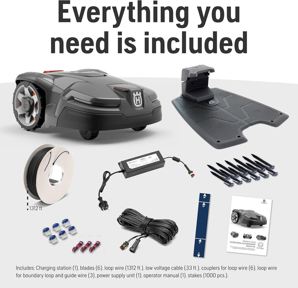 Husqvarna Automower 415X Robotic Lawn Mower with GPS, Self-Installation, 0.4 Acre