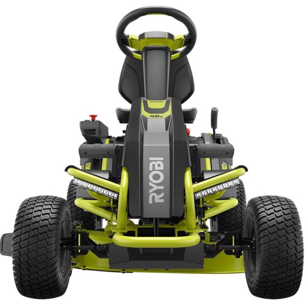 RYOBI 38 in. 100Ah Battery Electric Rear Engine Riding Lawn Mower and Bagging Kit