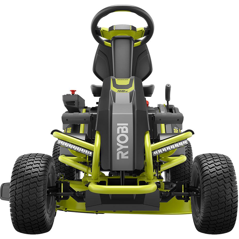 RYOBI 38 in. 100Ah Battery Electric Rear Engine Riding Lawn Mower and Bagging Kit