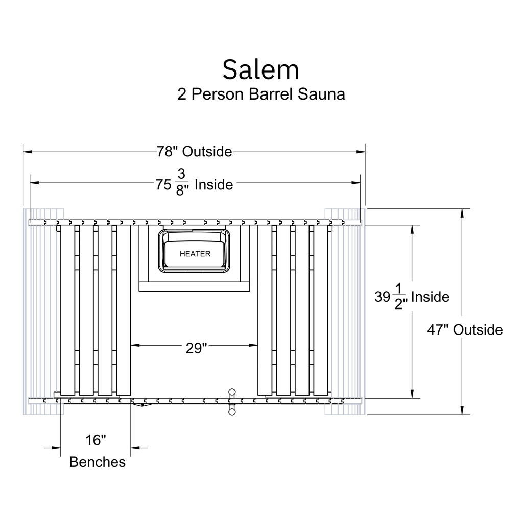 Salem 2 Person Barrel Sauna Kit