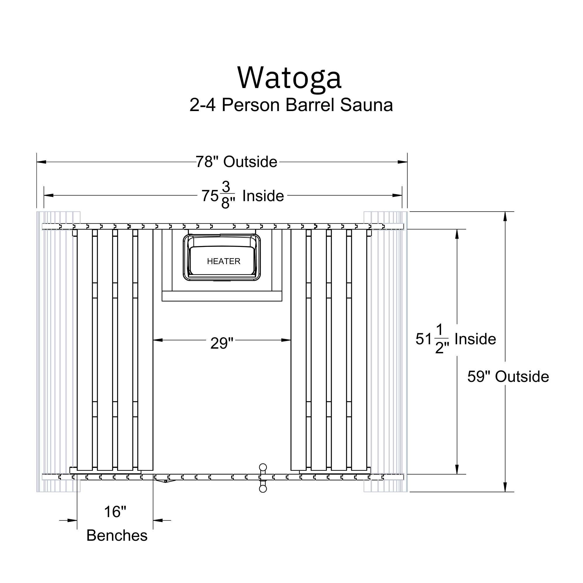 Watoga 2-4 Person Barrel Sauna Kit