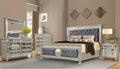 McFerran Home Furnishing B1689 Silver & Grey Velvet Bedroom Set