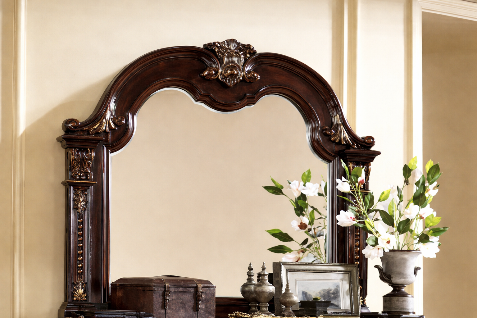 McFerran Home Furnishing B9500 Amber Dark Cherry Tufted Bedroom Set