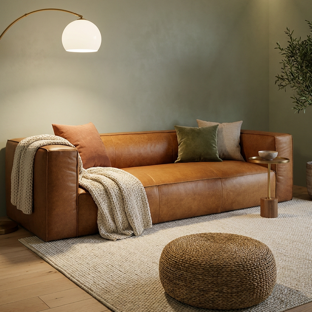 Colton Tan Leather Sofa