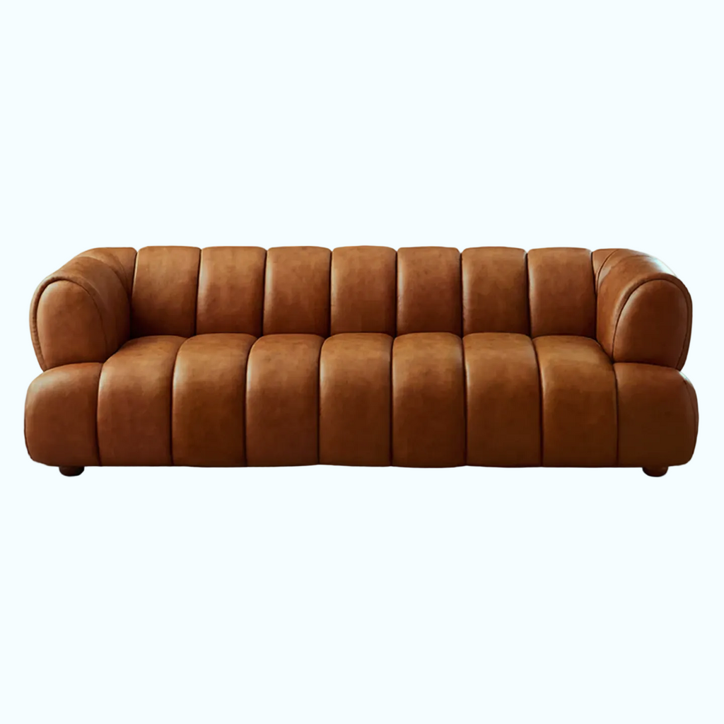 Cognac Top-Grain Leather Sofa