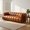 Cognac Top-Grain Leather Sofa