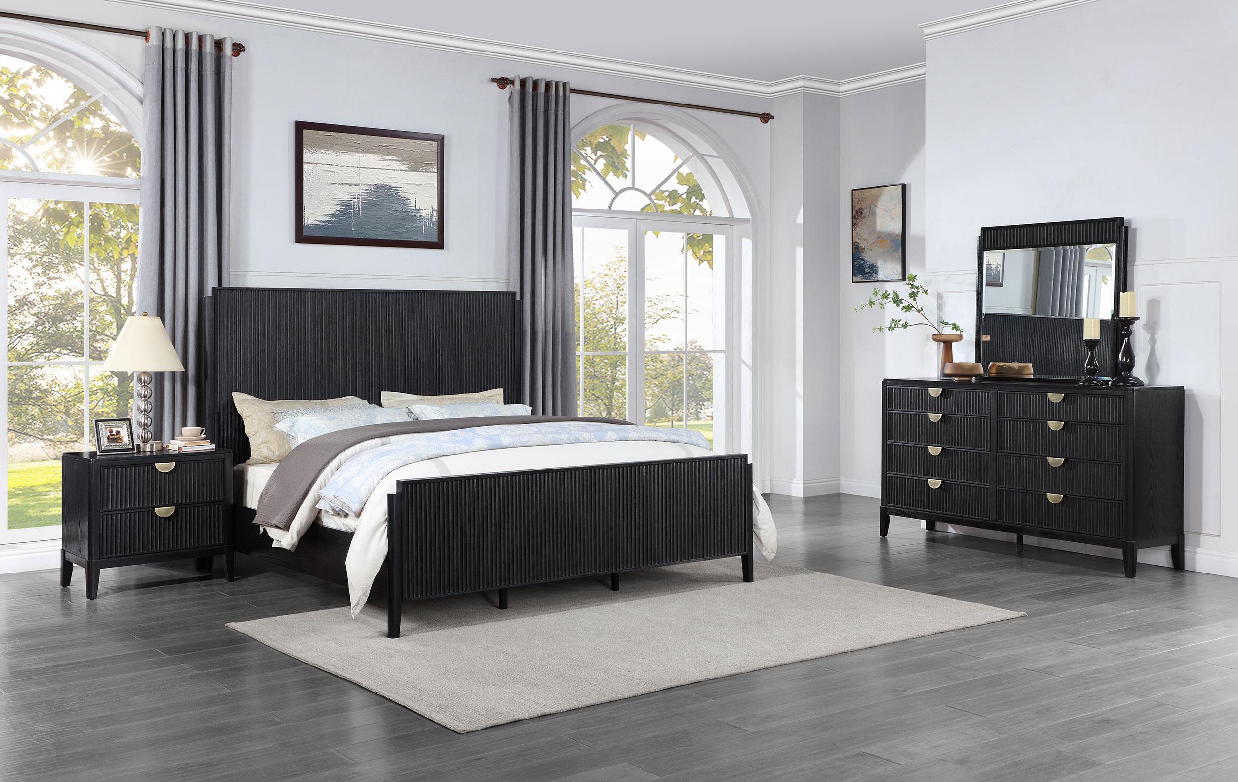 Coaster Fine Furniture Brookmead Modern Bedroom Furniture Set – Wire-Brushed Finish with Fluted Texturing, Golden Demi-Lune Handles, and English Dovetail Craftsmanship