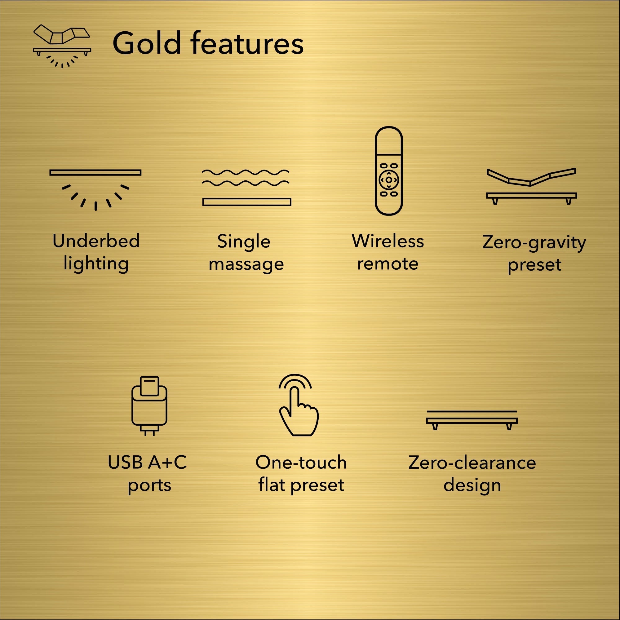 Serta baselogic™ Gold Head and Foot Adjustable Base with Massage & USB