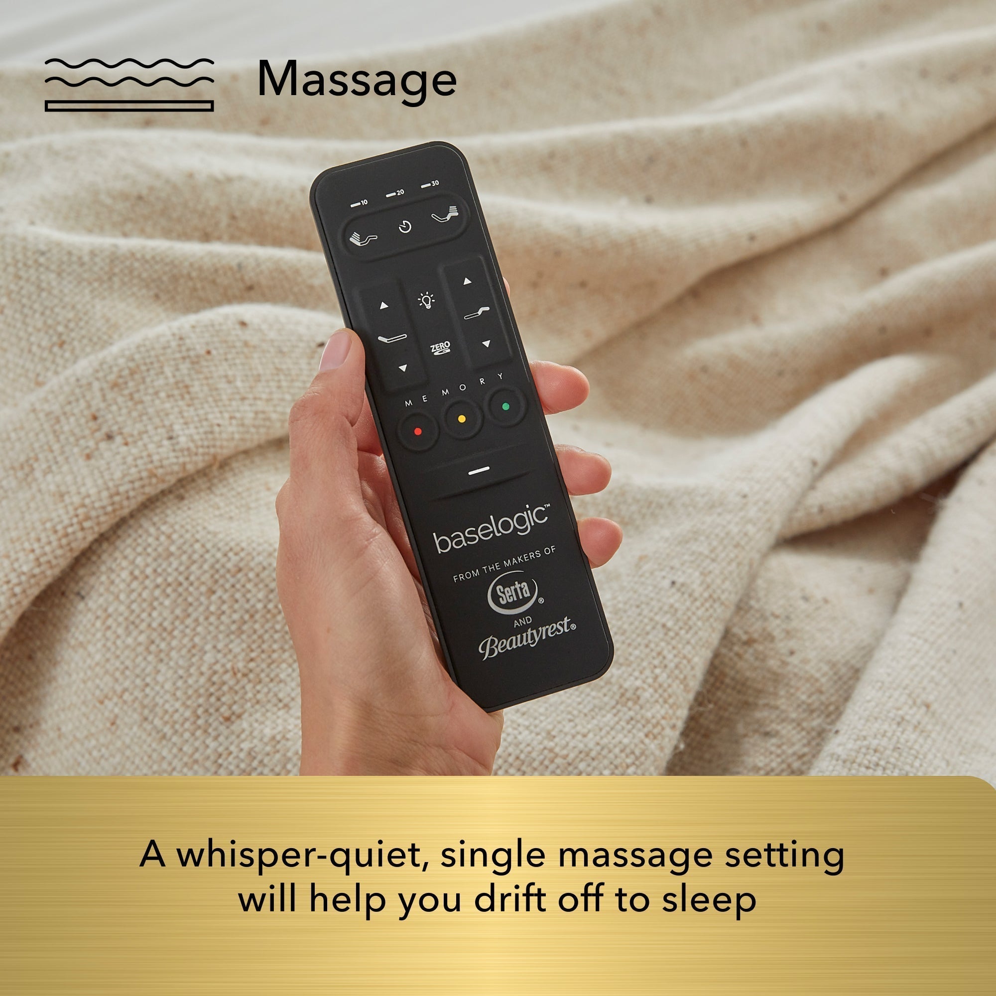 Serta baselogic™ Gold Head and Foot Adjustable Base with Massage & USB