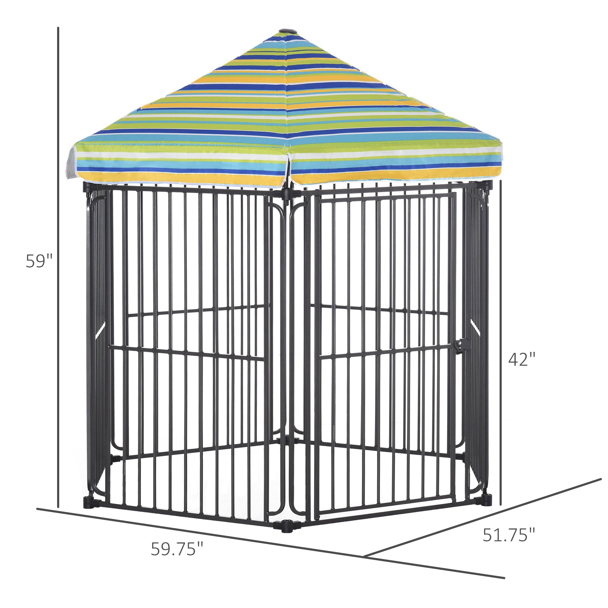 60" x 52" Heavy-Duty Outdoor Pet Cage Kennel with Weather-Resistant Polyester Roof, Locking Door, & Metal Frame