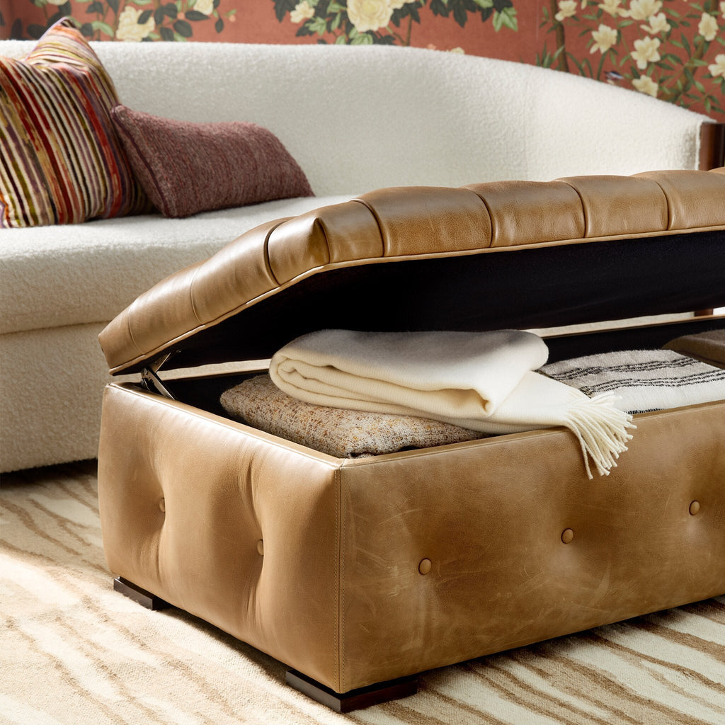 Bradley Leather Storage Ottoman
