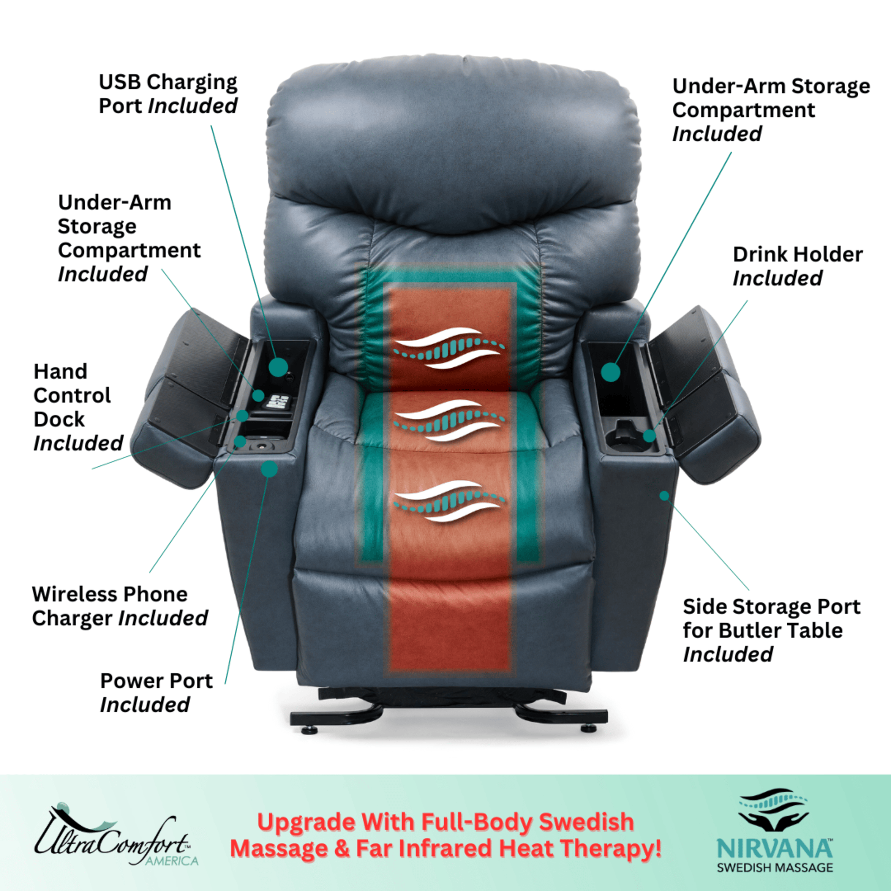 UltraComfort Maya UC566 Large Power Lift Chair Recliner