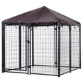 Lockable Dog House Kennel with Water-resistant Roof for Small and Medium Sized Pets, 4.6' x 4.6' x 5'