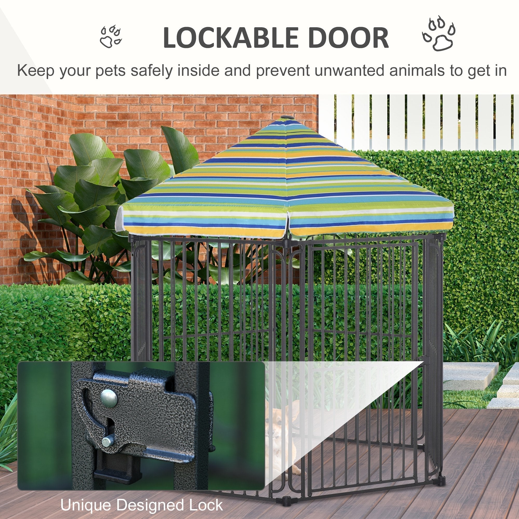60" x 52" Heavy-Duty Outdoor Pet Cage Kennel with Weather-Resistant Polyester Roof, Locking Door, & Metal Frame