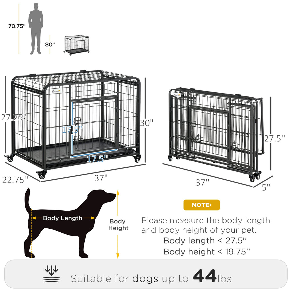 Metal Dog Crate Heavy Duty Kennel with Removable