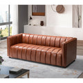 Ulysses Genuine Leather Sofa – Brown Channel-Tufted Luxury Sofa