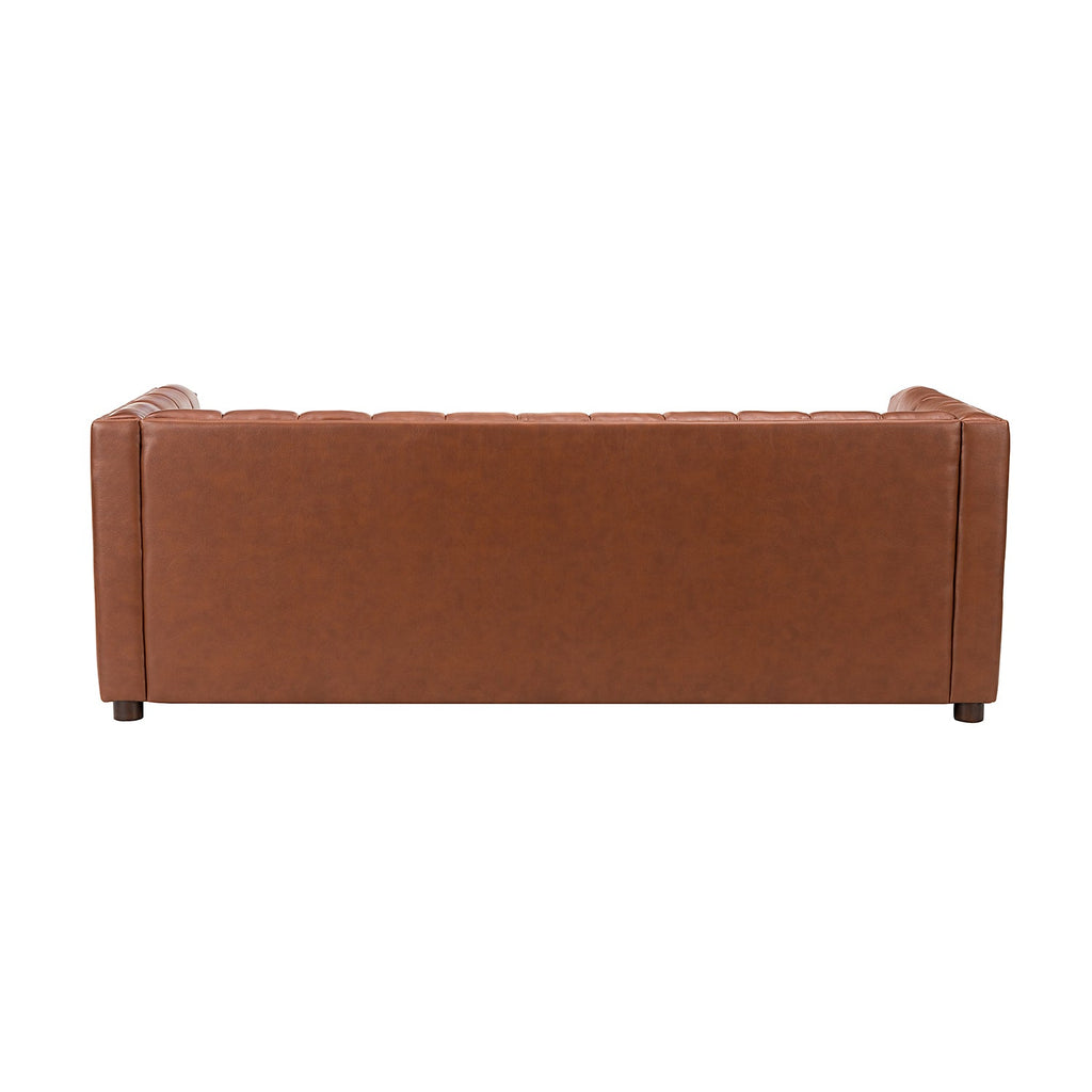 Ulysses Genuine Leather Sofa – Brown Channel-Tufted Luxury Sofa